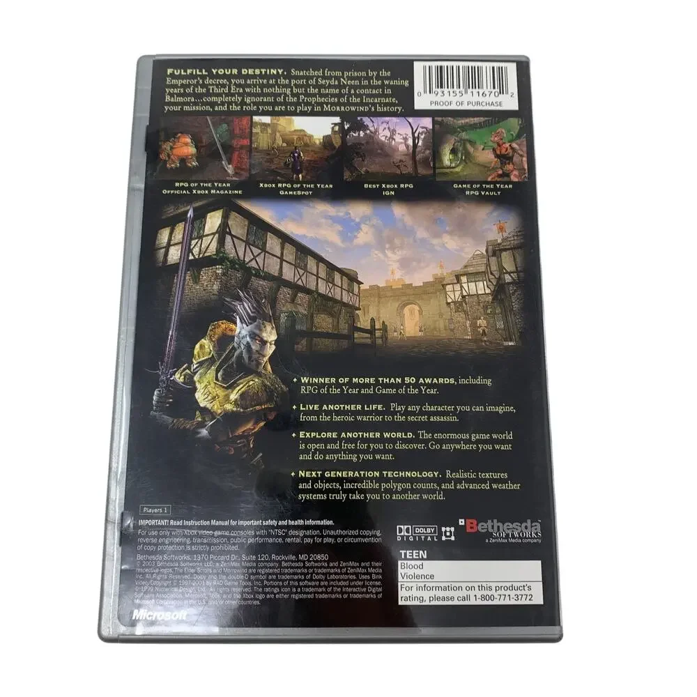Elder Scrolls III Morrowind Original Xbox Complete CIB Video Game